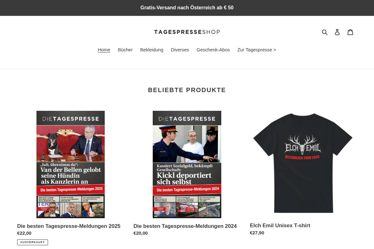 shop.dietagespresse.com homepage screenshot