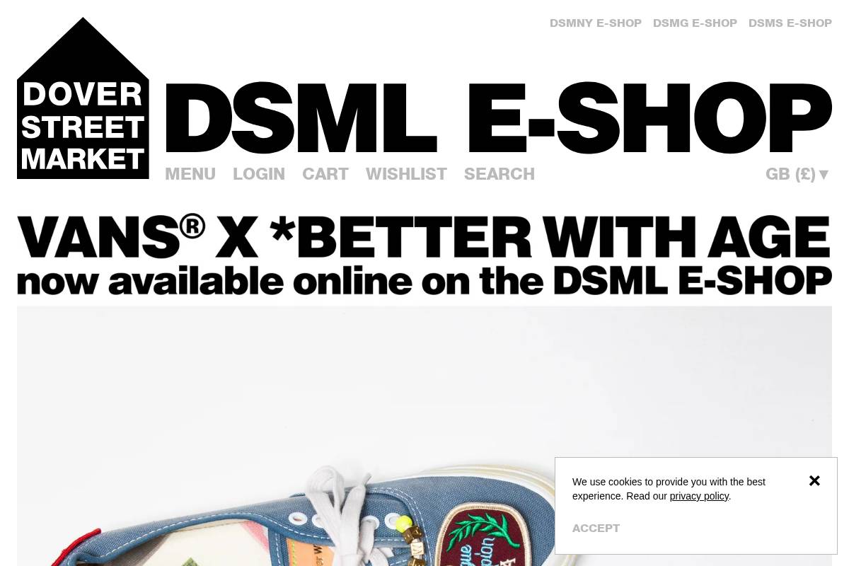 Dover Street Market E-SHOP homepage screenshot