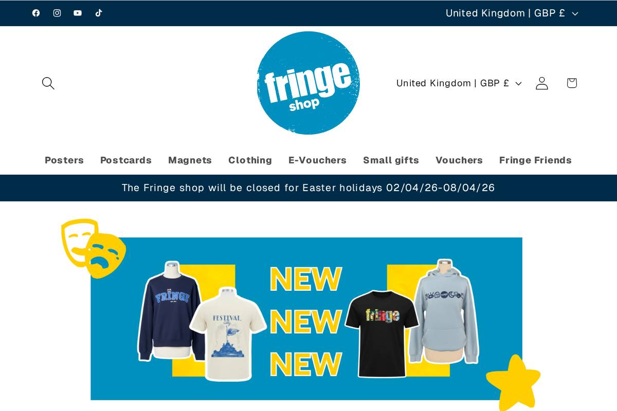 shop.edfringe.com homepage screenshot