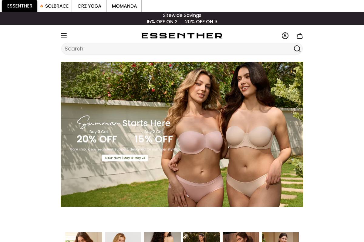 Shop Essenther homepage screenshot