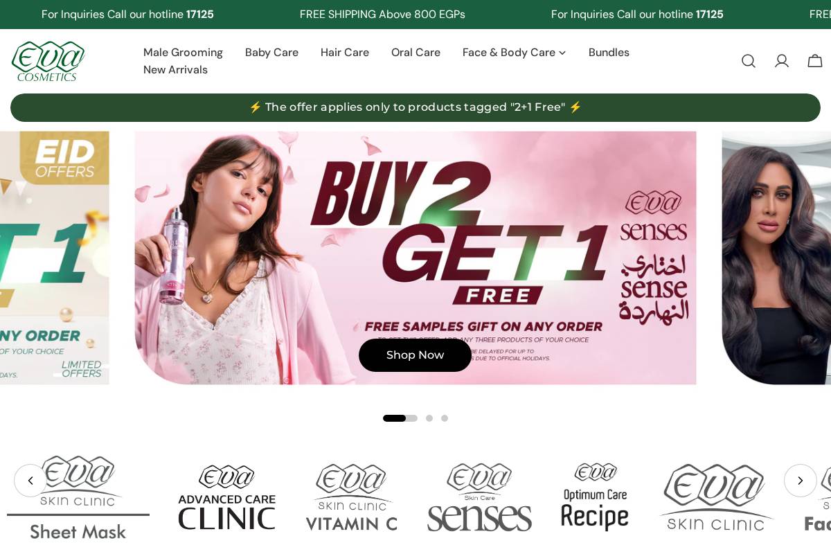 shop.eva-cosmetics.com homepage screenshot