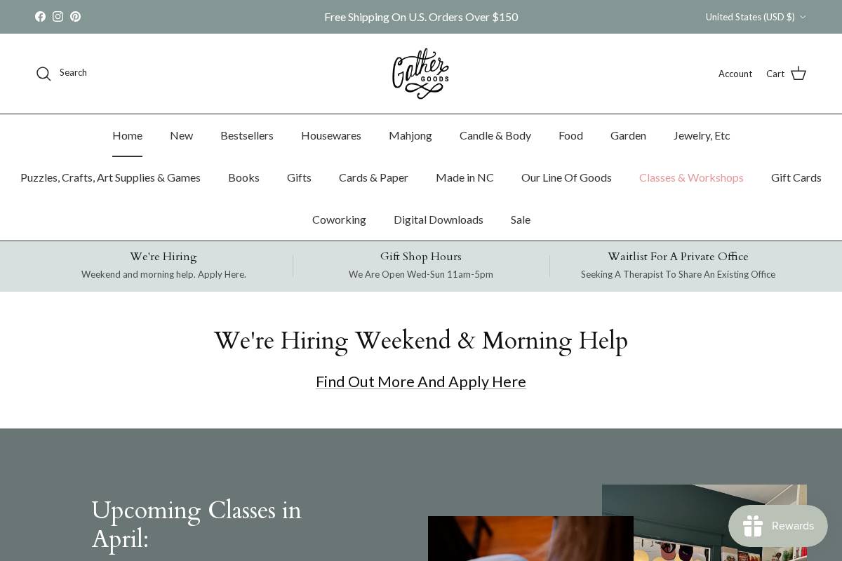 shop.gathergoodsco.com homepage screenshot