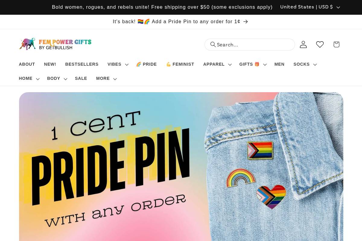 shop.getbullish.com homepage screenshot