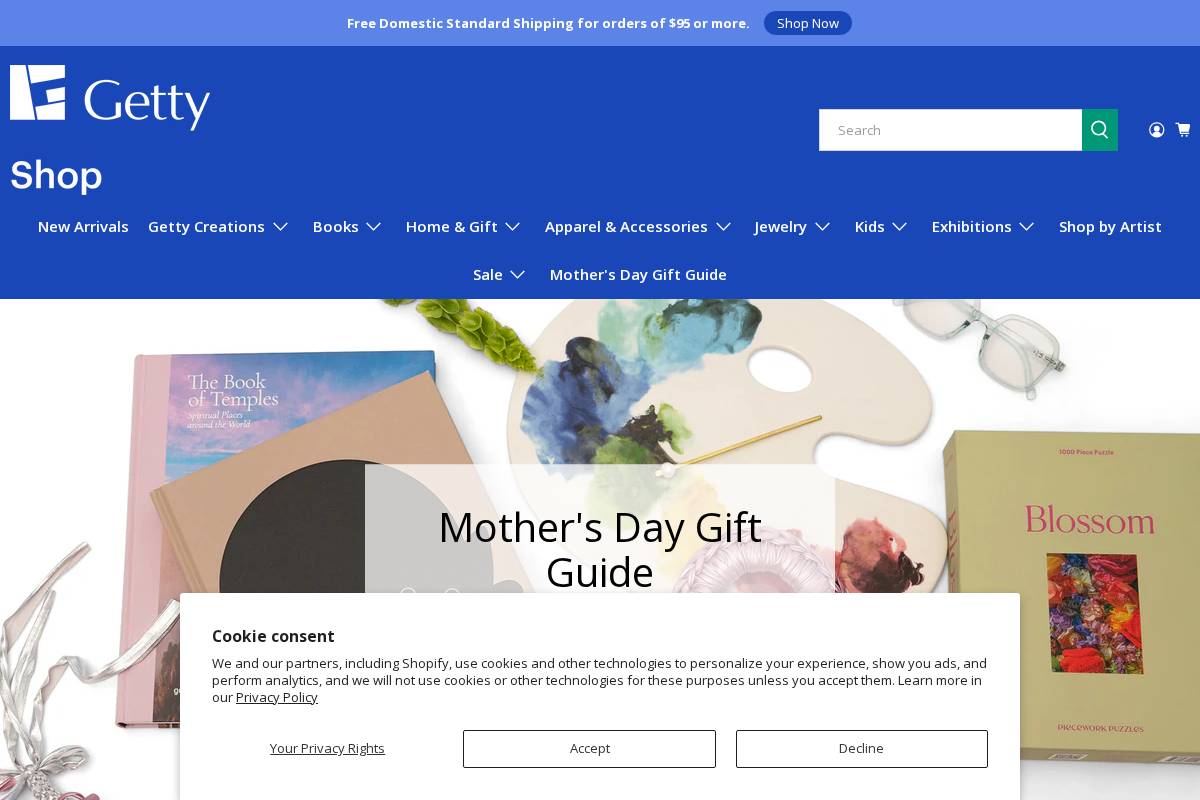 shop.getty.edu homepage screenshot