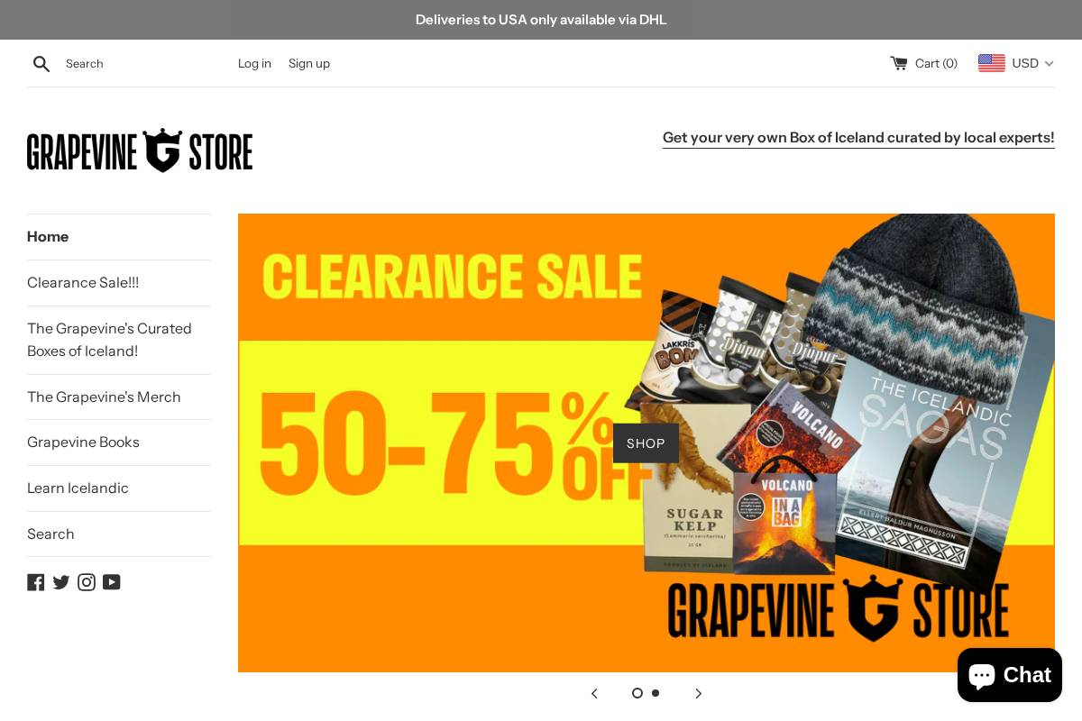 shop.grapevine.is homepage screenshot