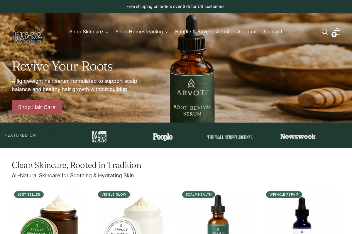 Gubba Homestead homepage screenshot