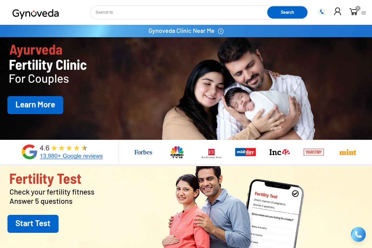 Gynoveda homepage screenshot