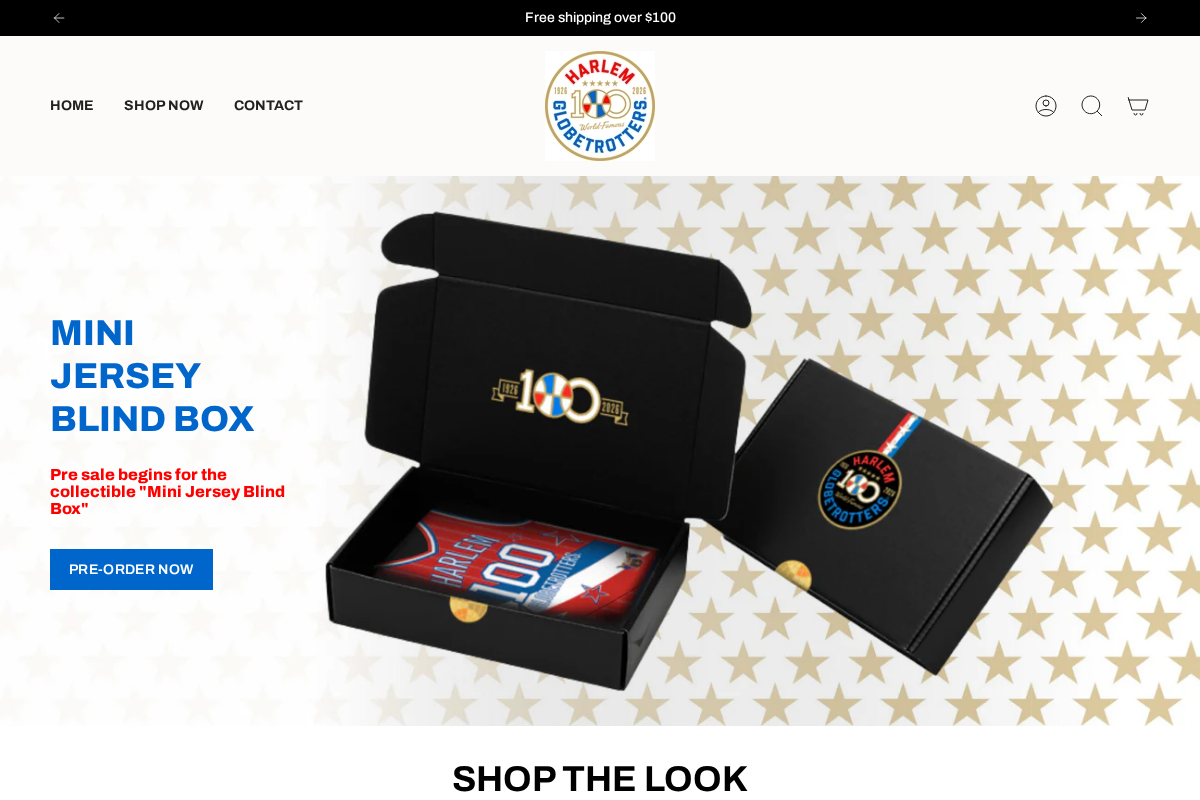Harlem Globetrotters Shop homepage screenshot