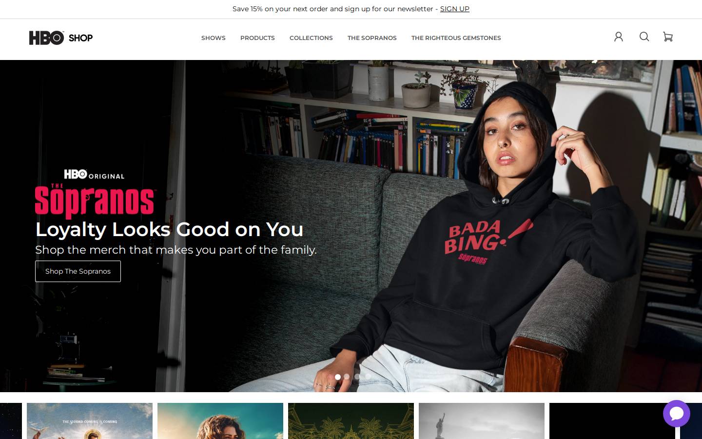 shop.hbo.com homepage screenshot