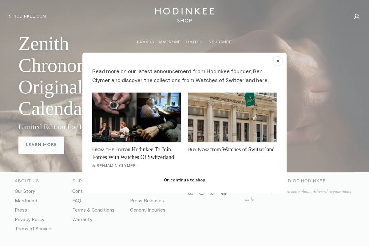 HODINKEE homepage screenshot