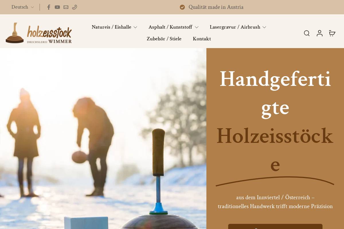 Holzeisstock – Qualitativ hochwertige Eisstöcke aus Holz homepage screenshot