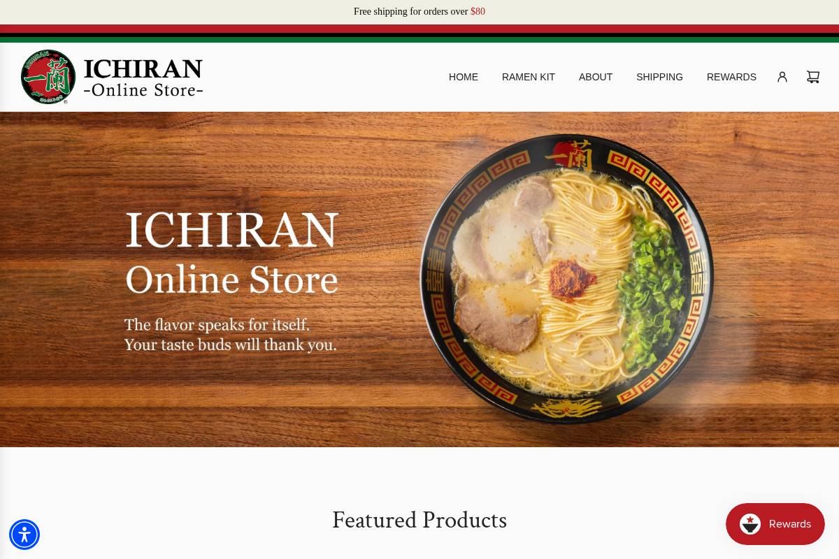shop.ichiranusa.com homepage screenshot