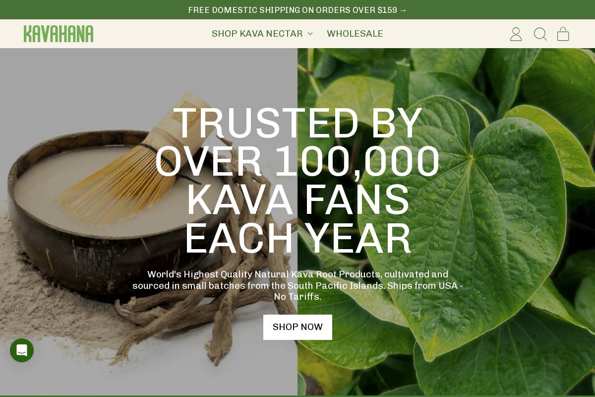 shop.kavahana.com homepage screenshot