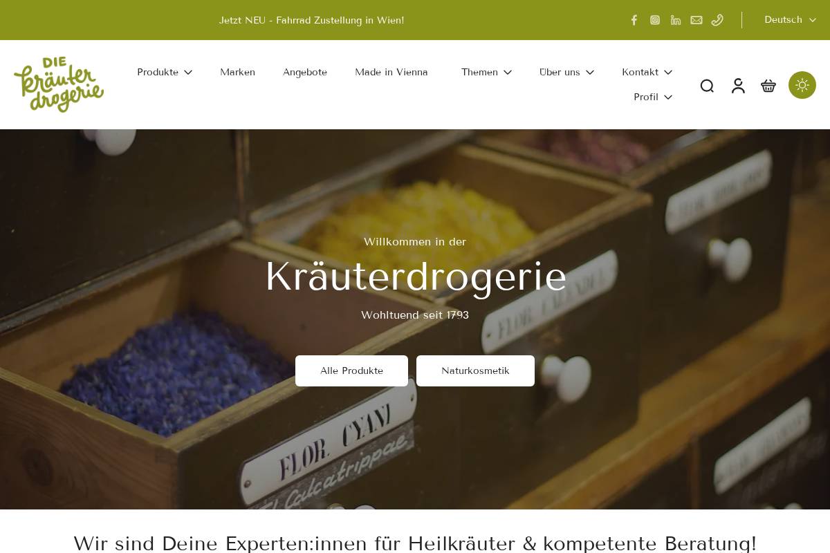 shop.kraeuterdrogerie.at homepage screenshot