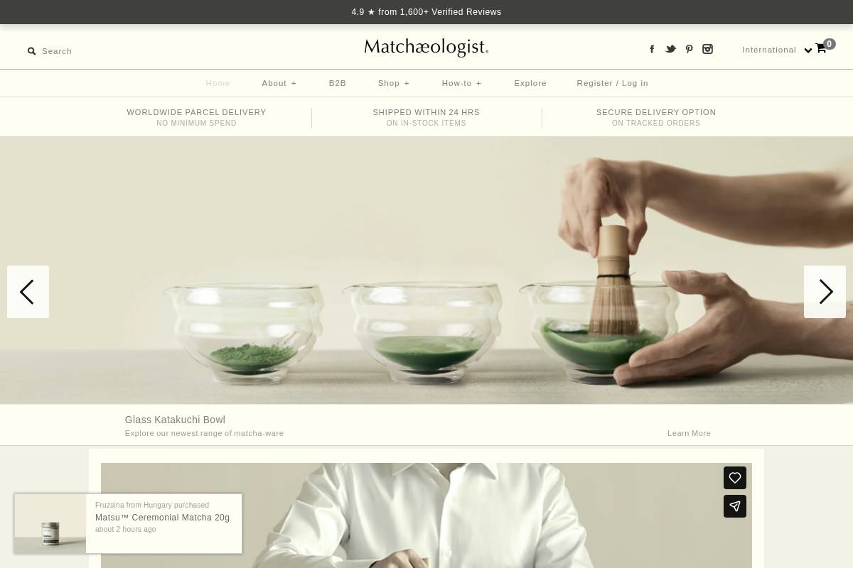 shop.matchaeologist.com homepage screenshot