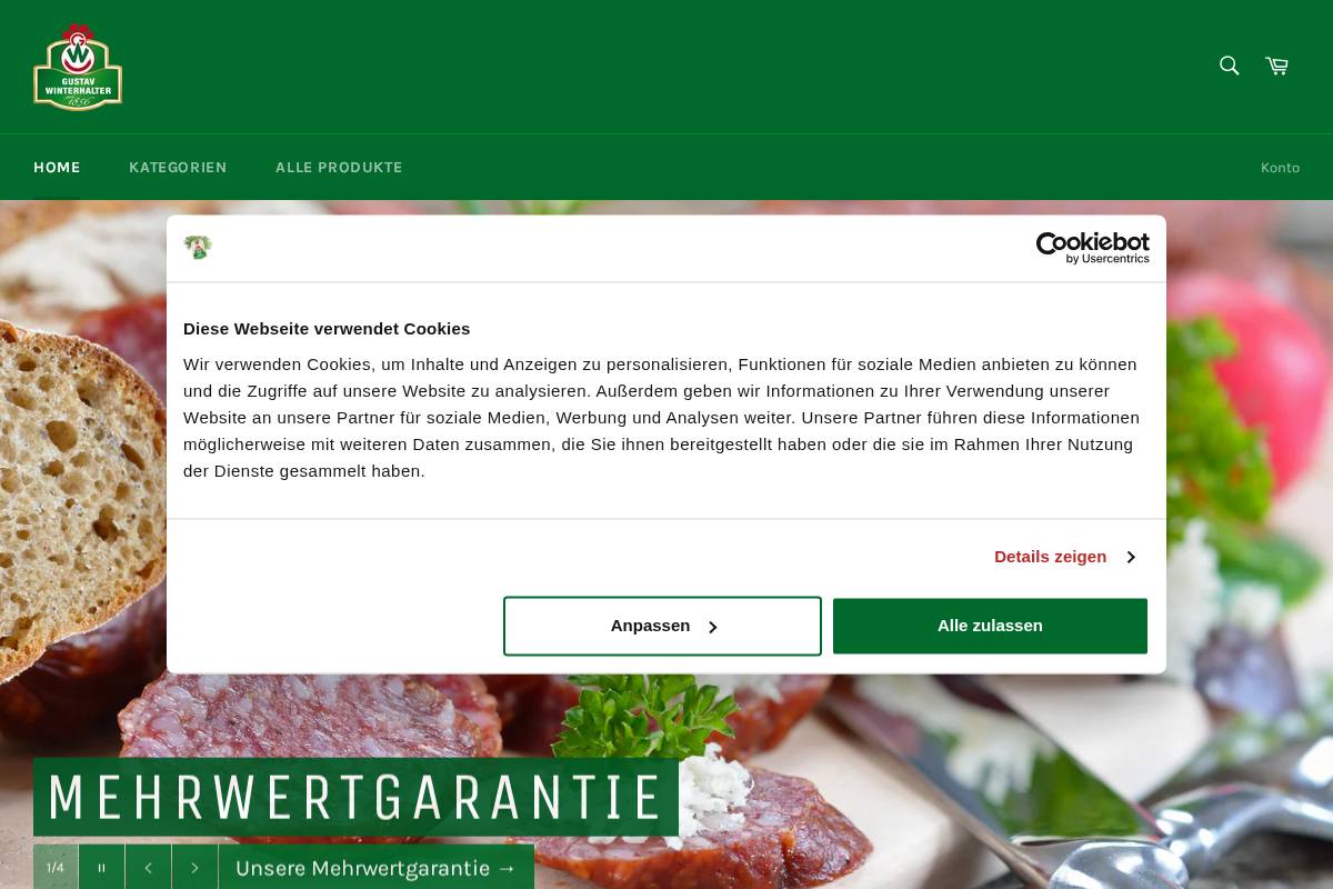 shop.metzgerei-winterhalter.de homepage screenshot