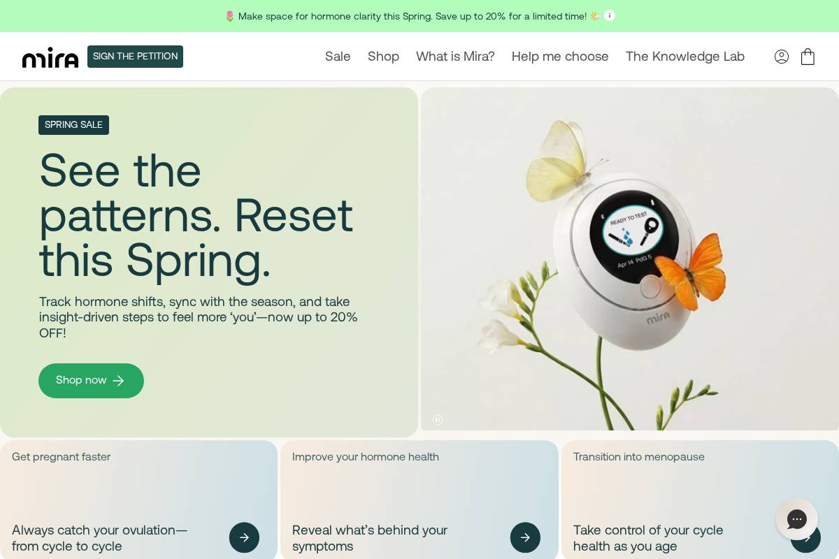 Shop Miracare homepage screenshot
