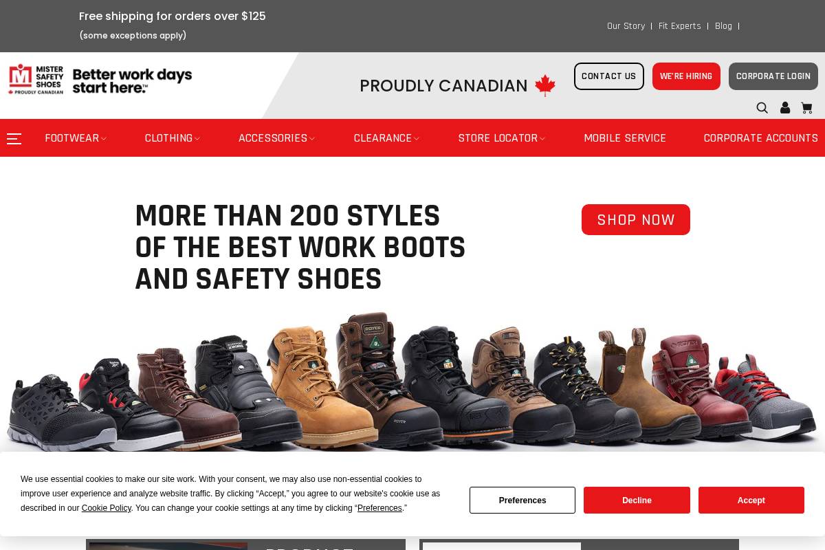 shop.mistersafetyshoes.com homepage screenshot