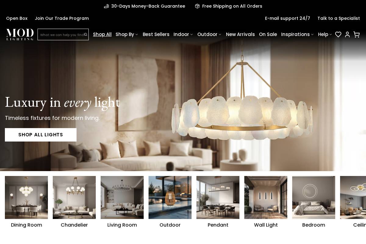 shop.mod-lighting.com homepage screenshot