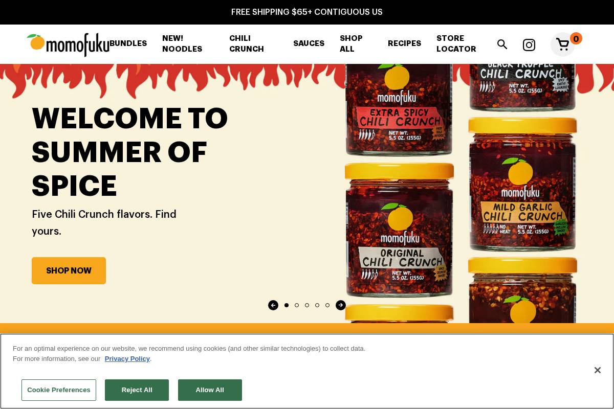 shop.momofuku.com homepage screenshot