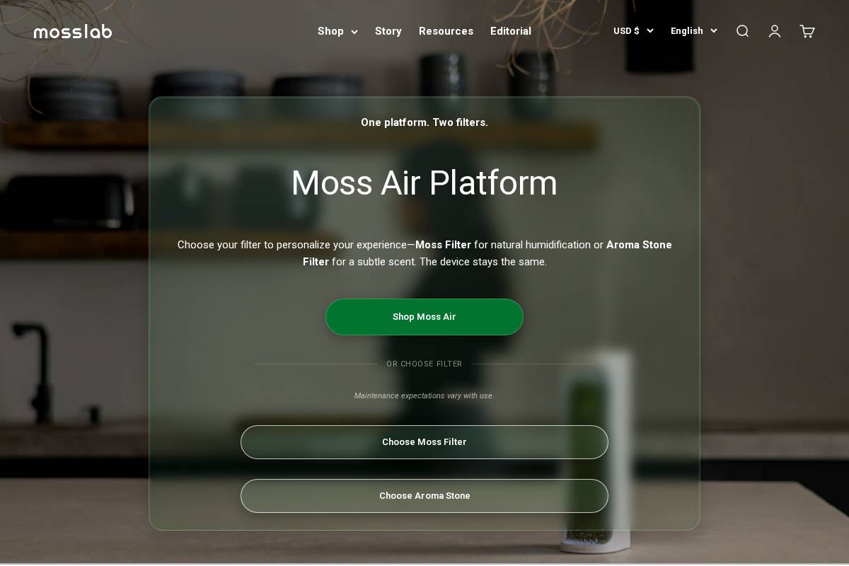 shop.mosslab.com homepage screenshot