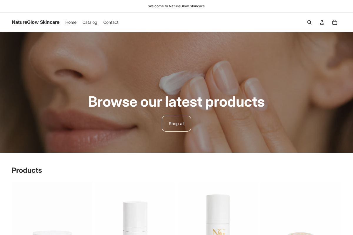 shop.natureglowskincare.com homepage screenshot