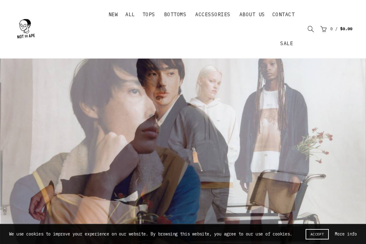shop.notsoape.com homepage screenshot