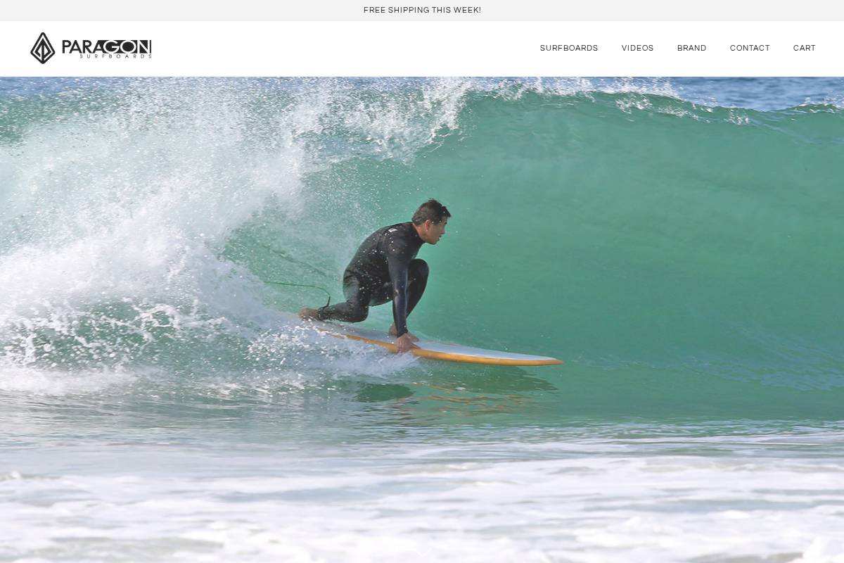 shop.paragonsurfboards.com homepage screenshot