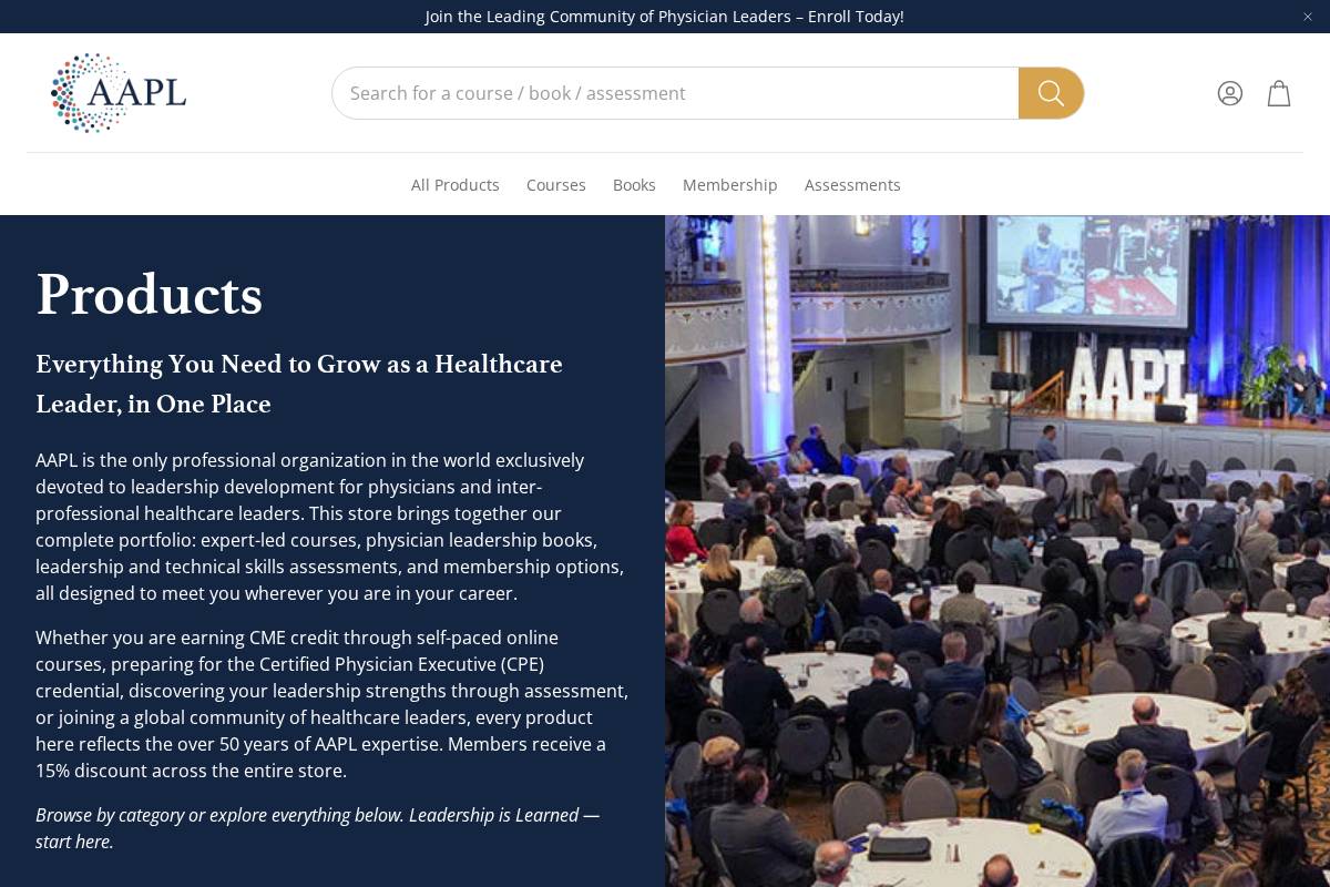 shop.physicianleaders.org homepage screenshot