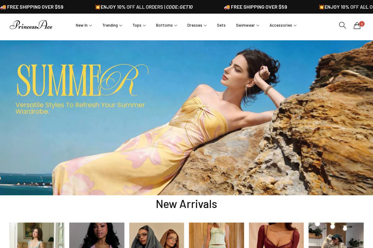 shop.princessace.com homepage screenshot