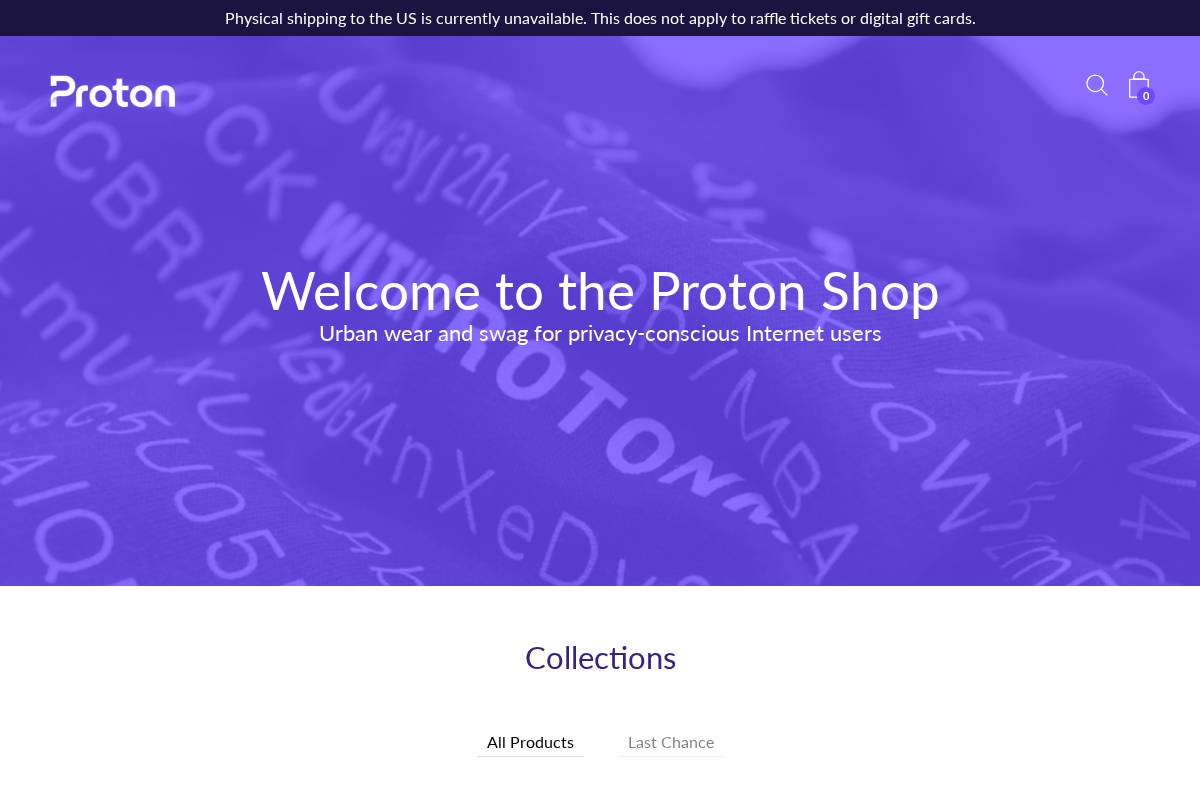 shop.proton.me homepage screenshot