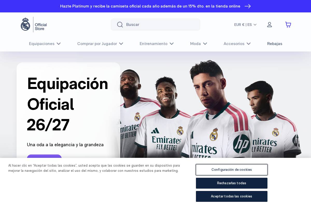 shop.realmadrid.com homepage screenshot