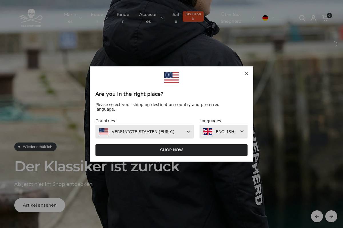 shop.sea-shepherd.de homepage screenshot