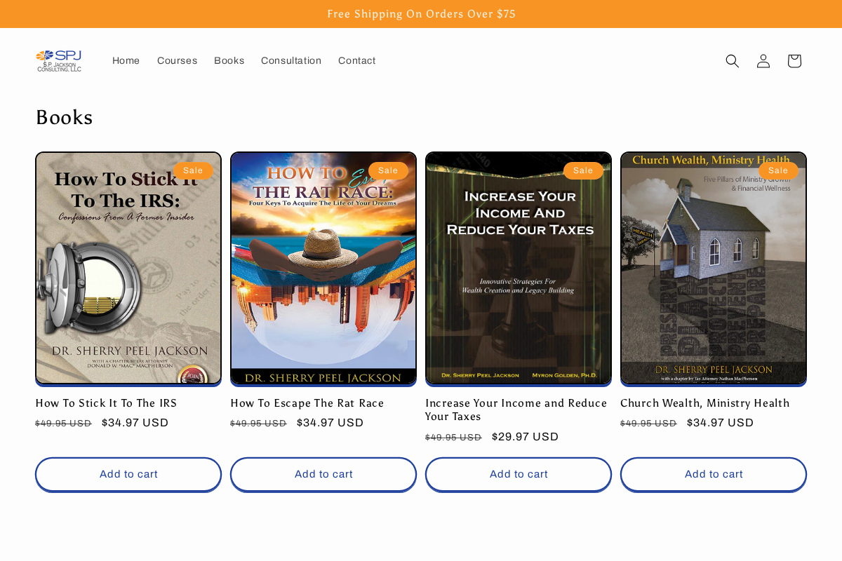 shop.sherrypeeljackson.com homepage screenshot