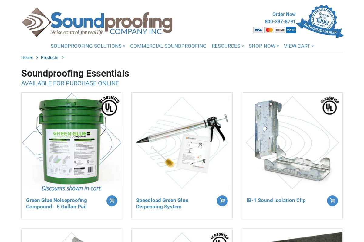 shop.soundproofingcompany.com homepage screenshot