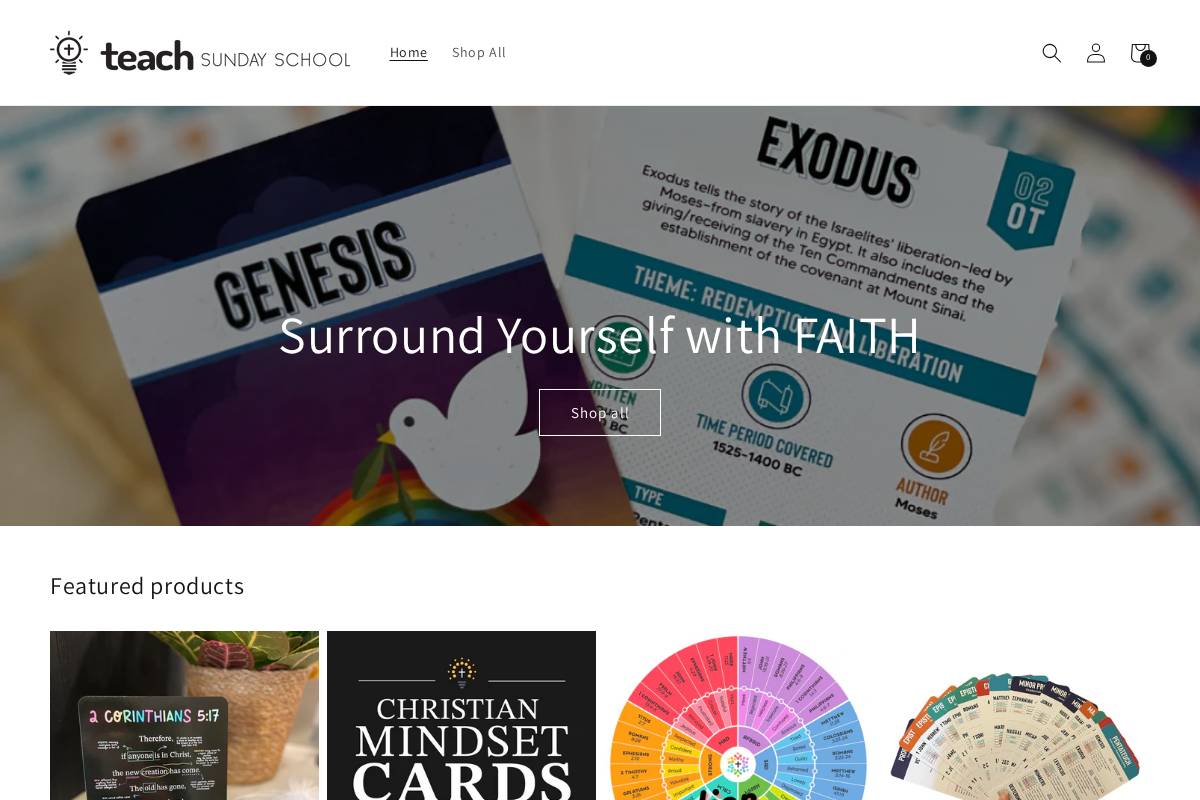 shop.teachsundayschool.com homepage screenshot