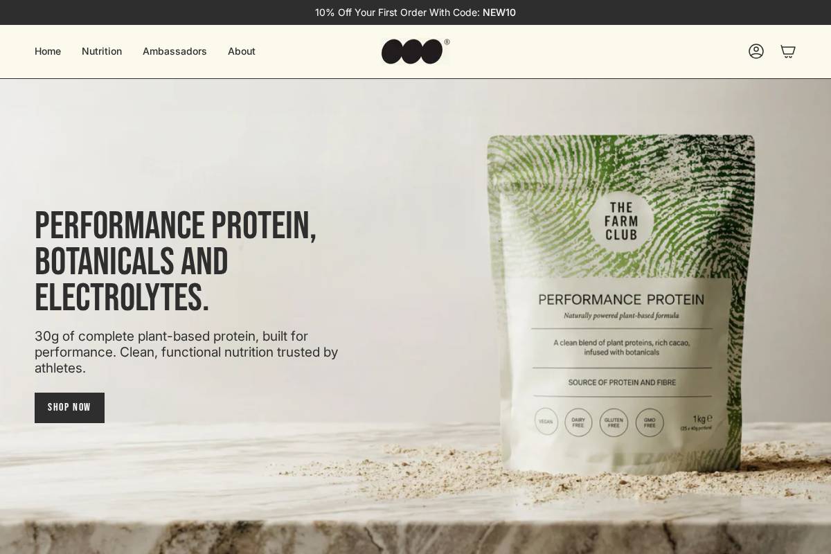 The Farm Club homepage screenshot