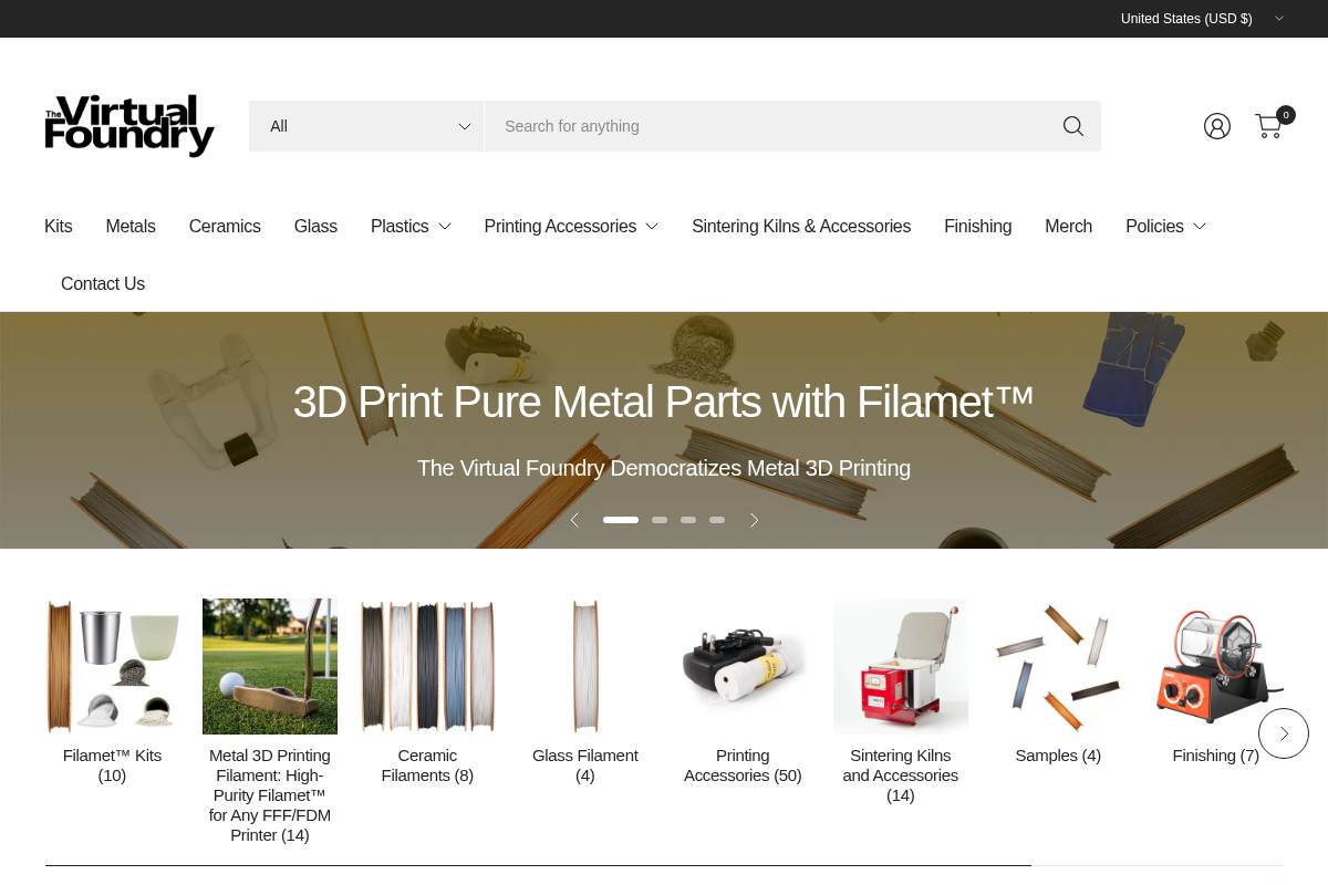 shop.thevirtualfoundry.com homepage screenshot
