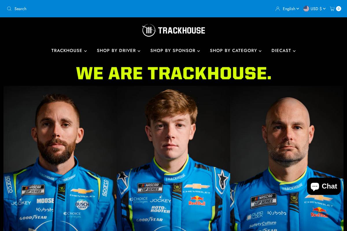 shop.trackhouse.com homepage screenshot