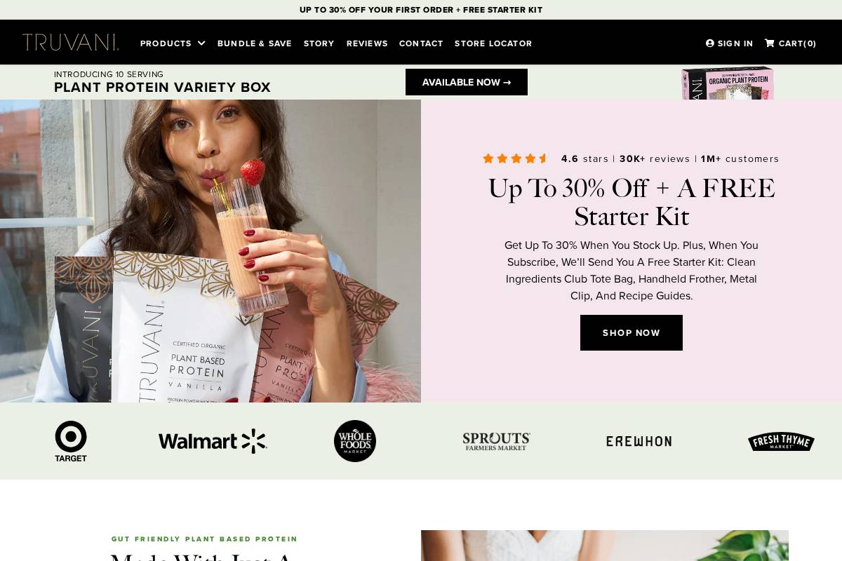 shop.truvani.com homepage screenshot