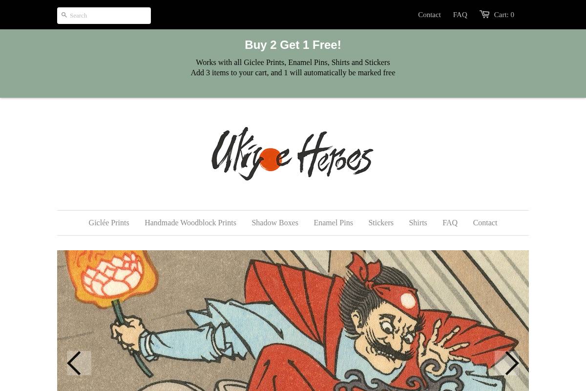 shop.ukiyoeheroes.com homepage screenshot