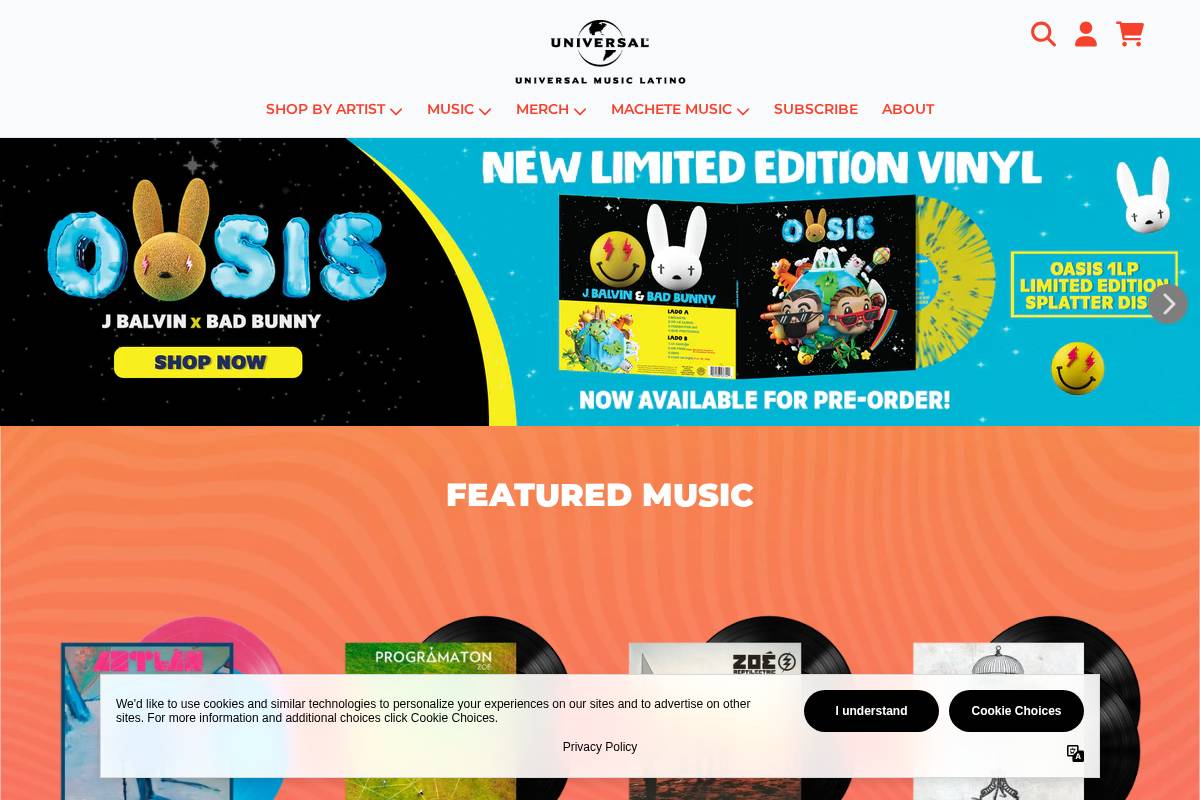 shop.universalmusica.com homepage screenshot