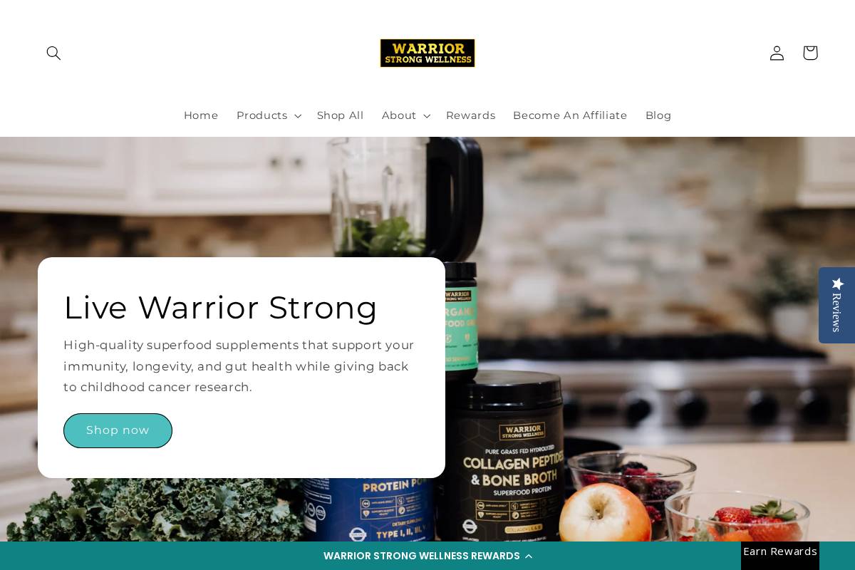 shop.warriorstrongwellness.com homepage screenshot