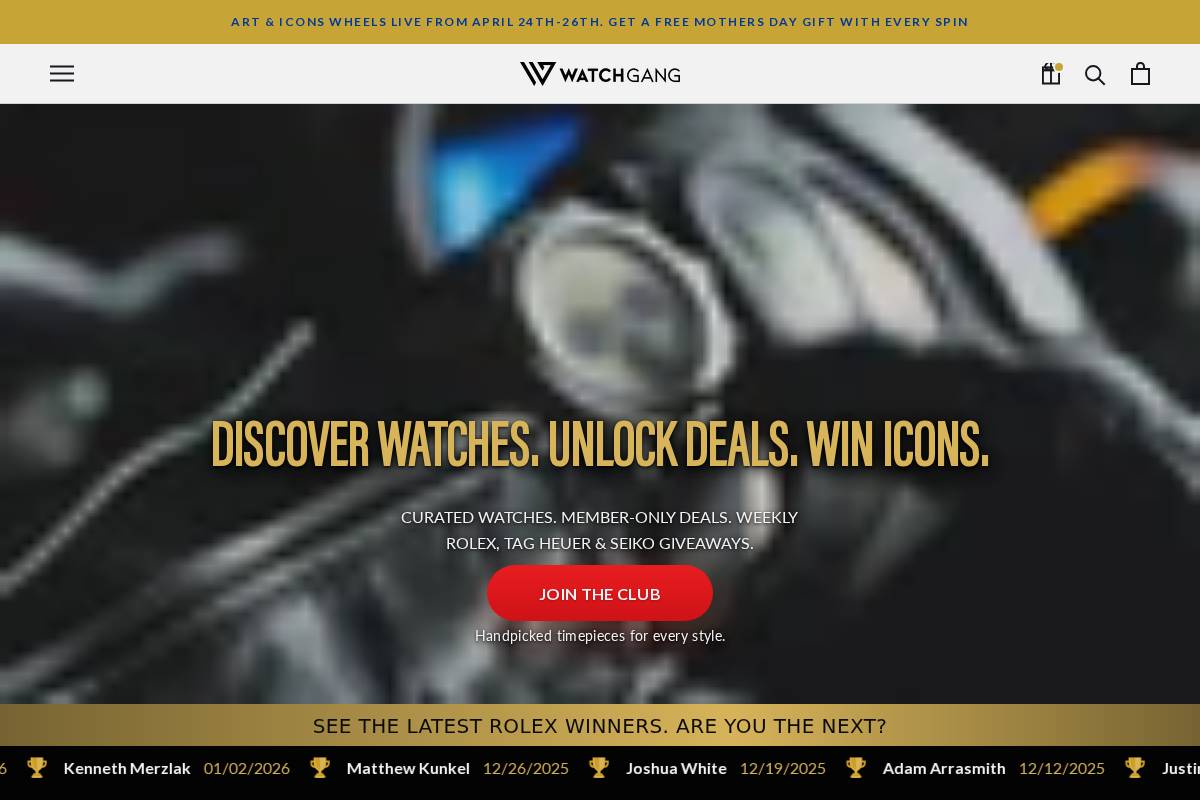 shop.watchgang.com homepage screenshot