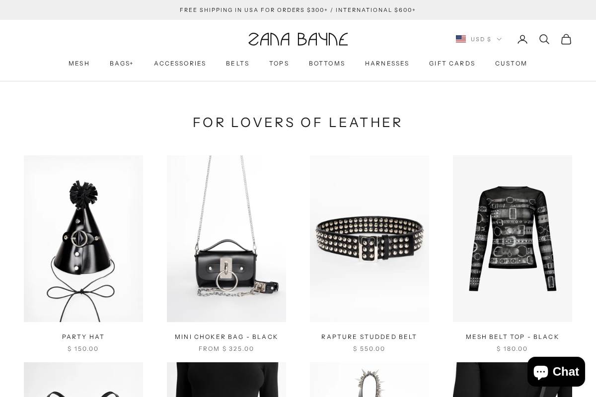 shop.zanabayne.com homepage screenshot