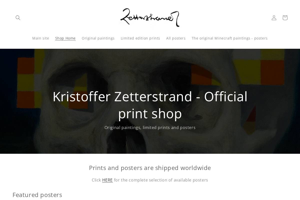 shop.zetterstrand.com homepage screenshot