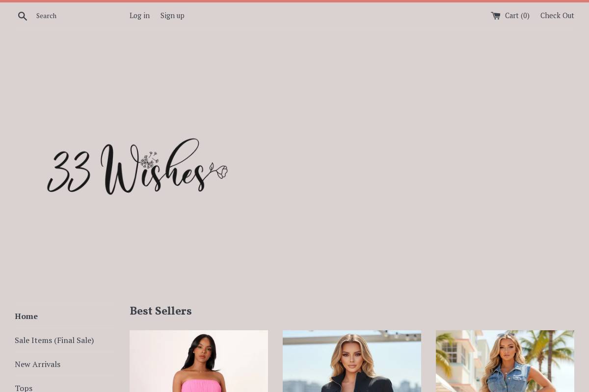 shop33wishes.com homepage screenshot