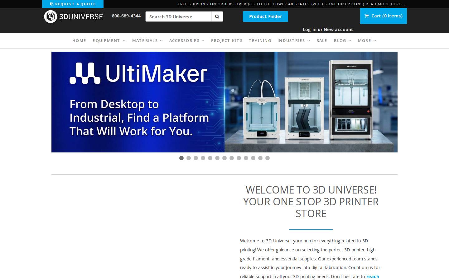 shop3duniverse.com homepage screenshot