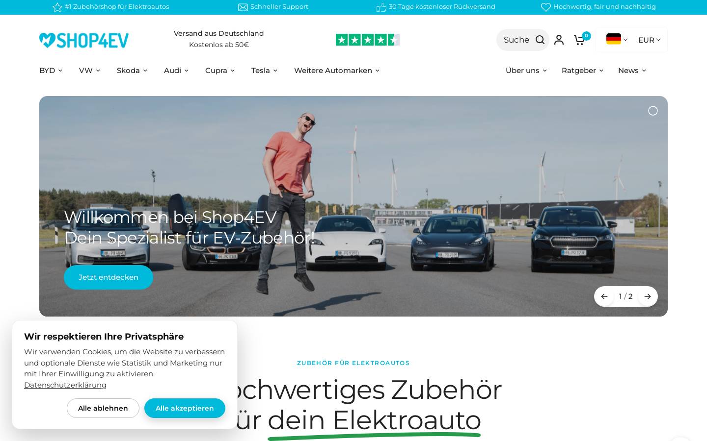 Shop4EV homepage screenshot
