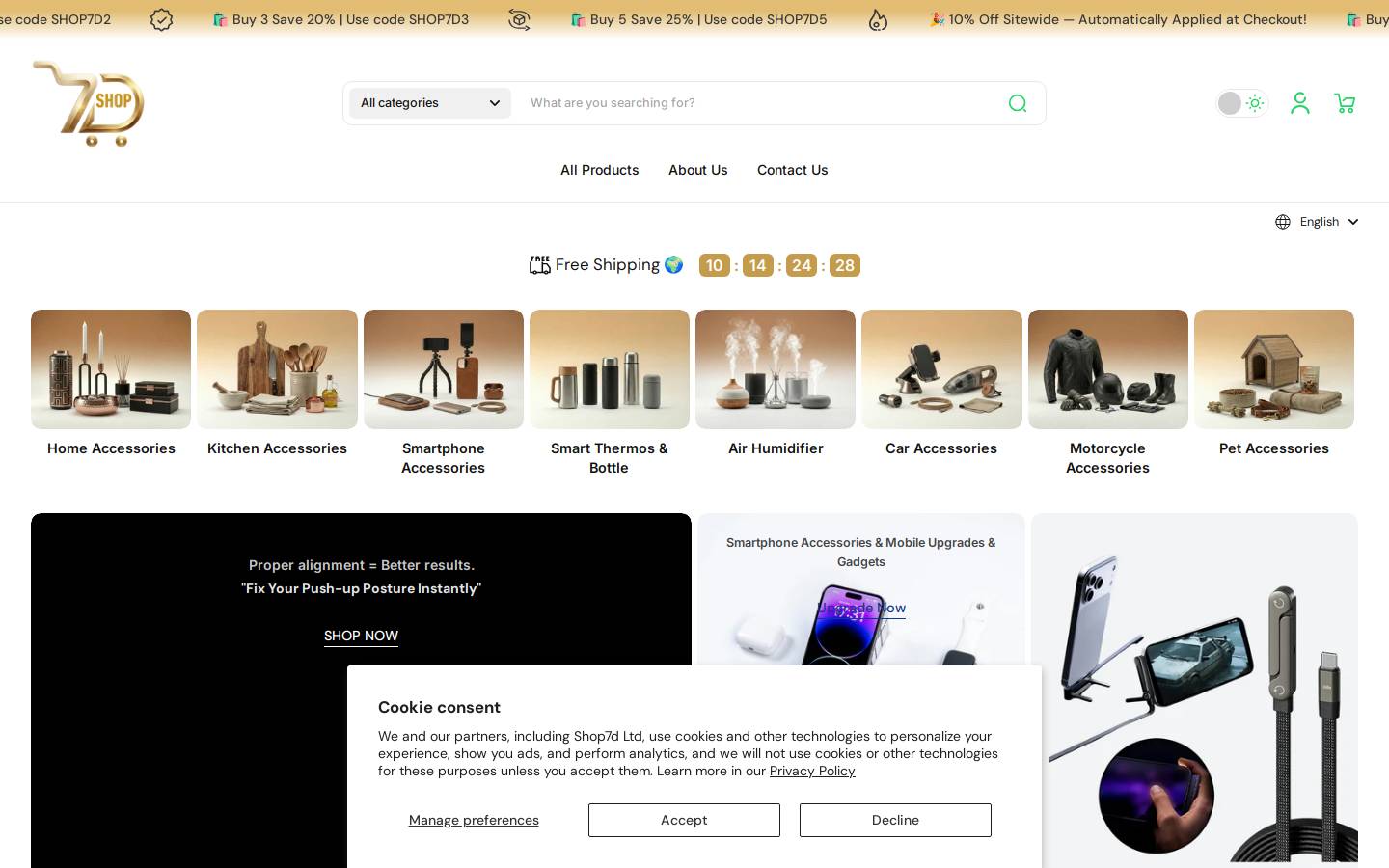 Shop7d homepage screenshot